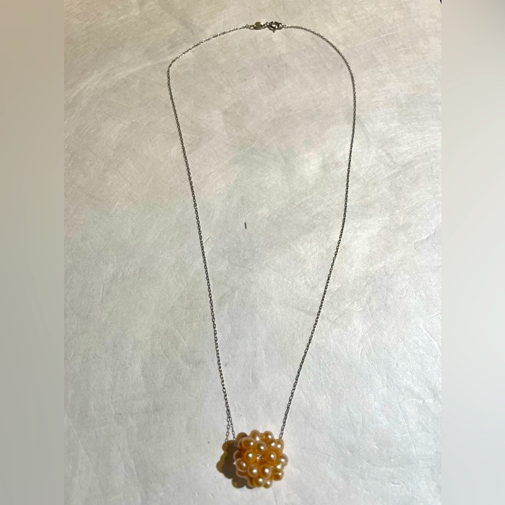 Vintage multi-pearl miniball pendant in sterling silver chain necklace